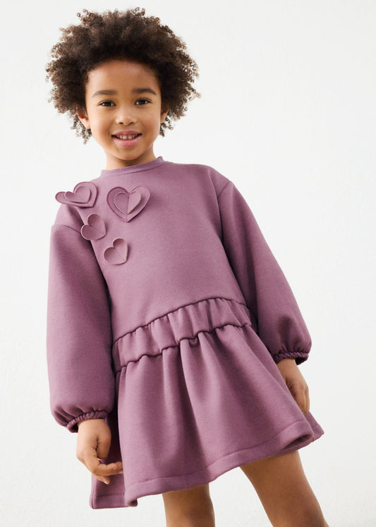 Vestido felpa corazones niña