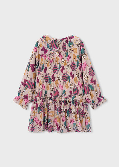 Vestido plisado estampado niña