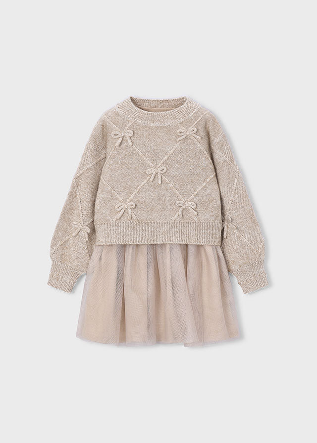 Vestido tricot combinado lazos niña Hojaldre – Mayoral, foto 1