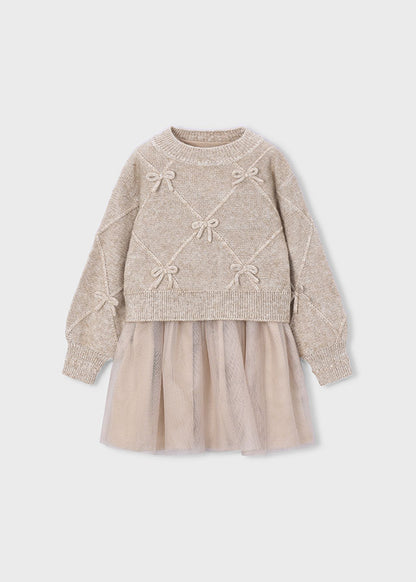 Vestido tricot combinado lazos niña Hojaldre – Mayoral, foto 1