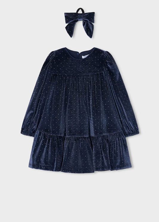 Vestido terciopelo con coletero niña Marino – Mayoral, foto 1