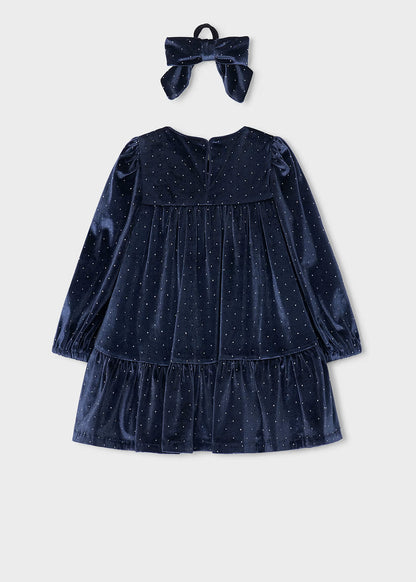 Vestido terciopelo con coletero niña Marino – Mayoral, foto 2