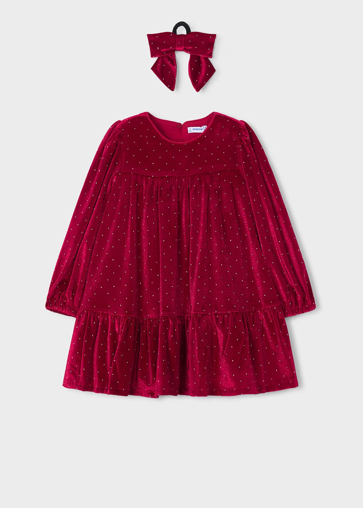 Vestido terciopelo con coletero niña Rojo – Mayoral, foto 1