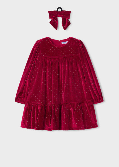 Vestido terciopelo con coletero niña Rojo – Mayoral, foto 1