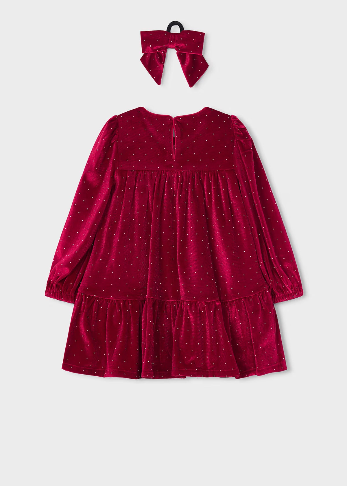 Vestido terciopelo con coletero niña Rojo – Mayoral, foto 2