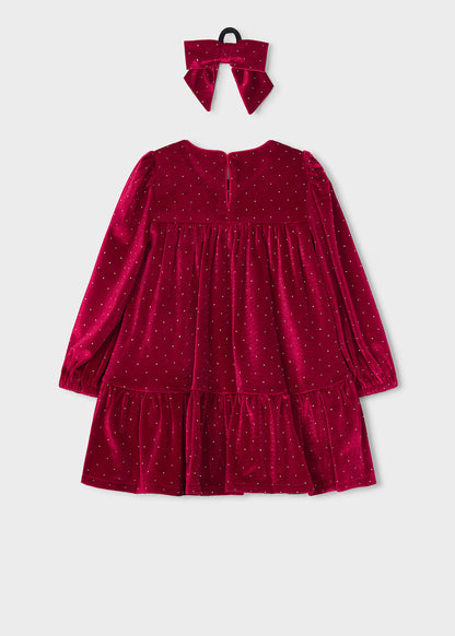 Vestido terciopelo con coletero niña Rojo – Mayoral, foto 2