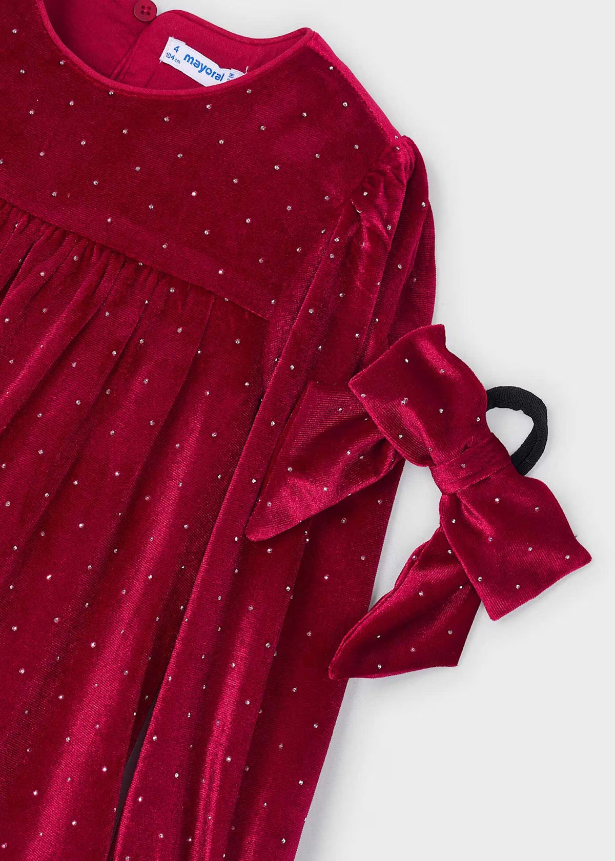 Vestido terciopelo con coletero niña Rojo – Mayoral, foto 3