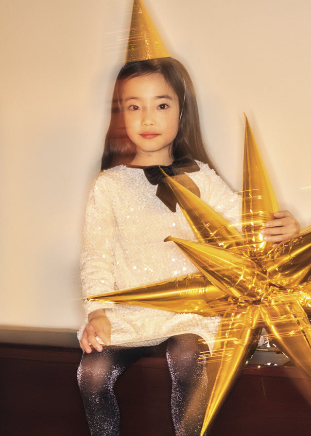 Vestido terciopelo lentejuelas lazo niña Soja – Mayoral, foto 1