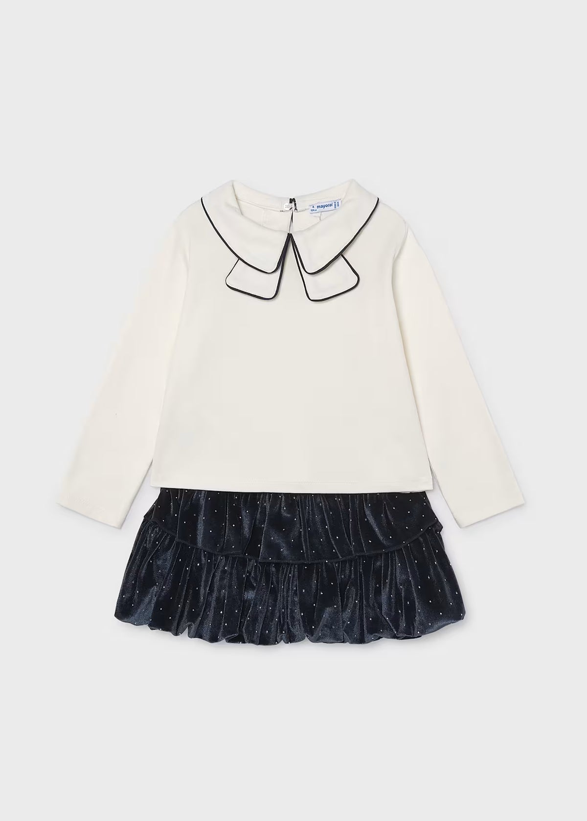 Conjunto falda y camiseta terciopelo niña Marino – Mayoral, foto 1