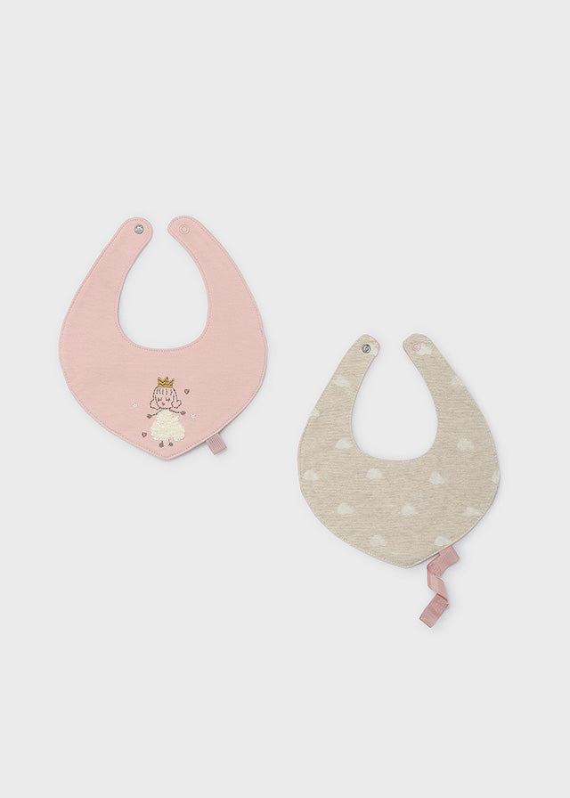 Set 2 baberos impermeables con cinta para chupete bebé Rosa baby – Mayoral, foto 1