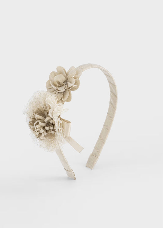 Diadema ceremonia flor y lazo bebé Crudo – Mayoral, foto 1