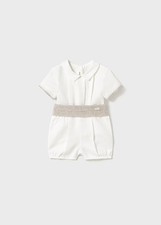 Conjunto ceremonia pantalón corto y camisa recién nacido