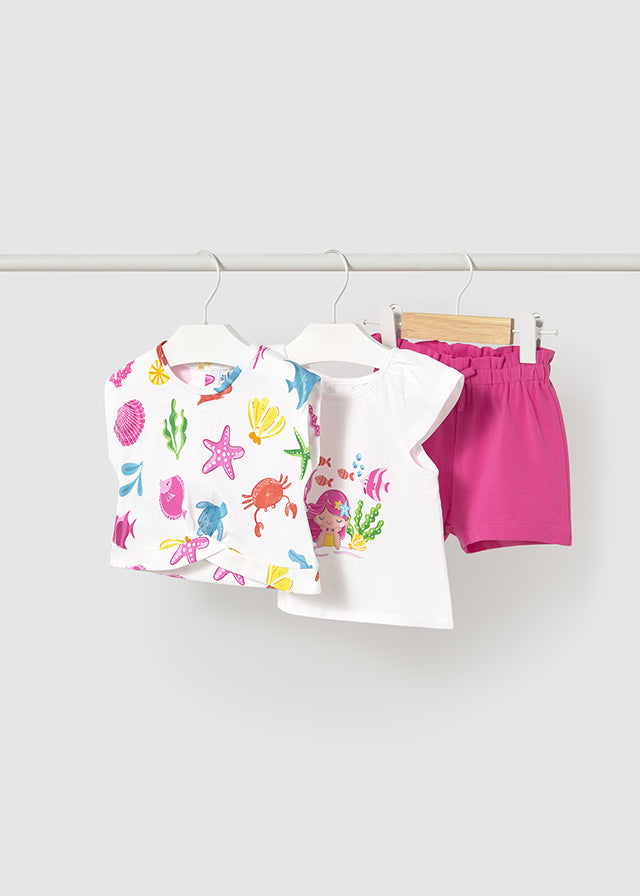 Conjunto short 2 camisetas bebé niña
