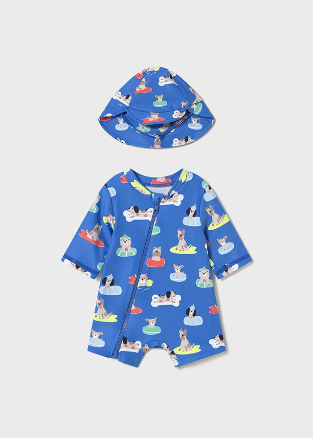 Conjunto baño pelele con gorro recién nacido