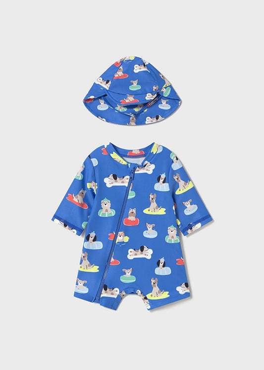 Conjunto baño pelele con gorro recién nacido