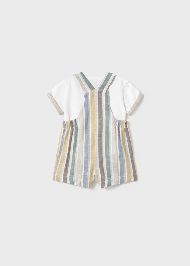 Conjunto peto y camiseta con lino recién nacido