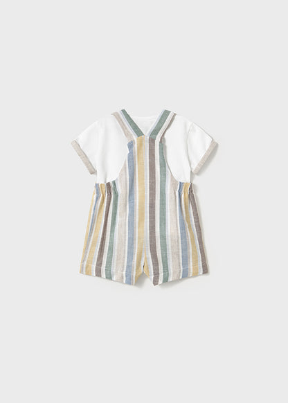 Conjunto peto y camiseta con lino recién nacido