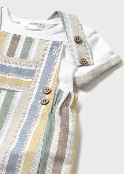 Conjunto peto y camiseta con lino recién nacido