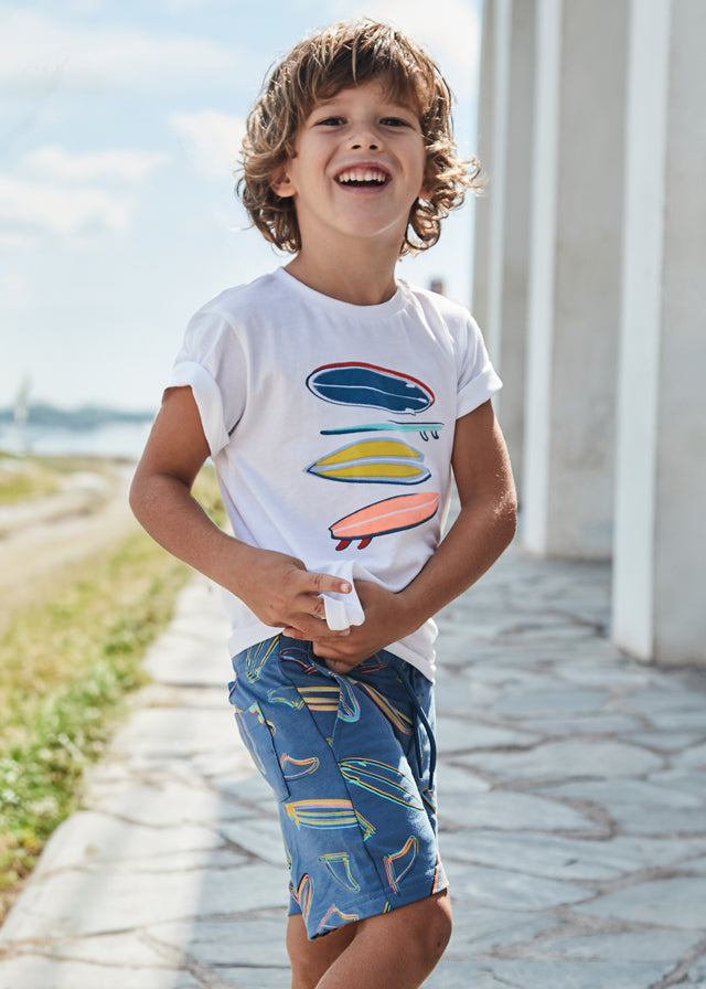 Conjunto punto bermuda estampada niño