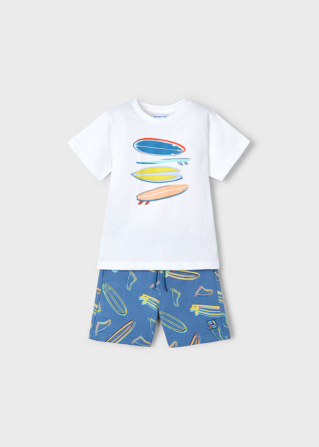 Conjunto punto bermuda estampada niño