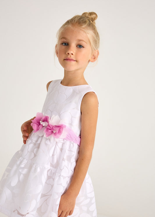 Vestido devoré con fajín flores niña