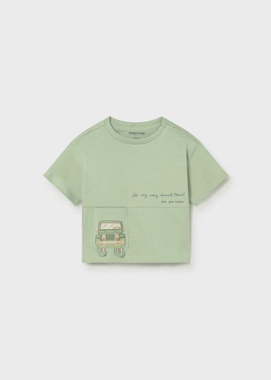 Camiseta bolsillo coche bebé