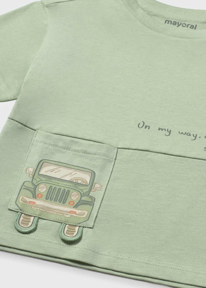Camiseta bolsillo coche bebé