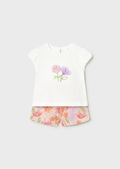 Conjunto bermuda flores y camiseta bebé