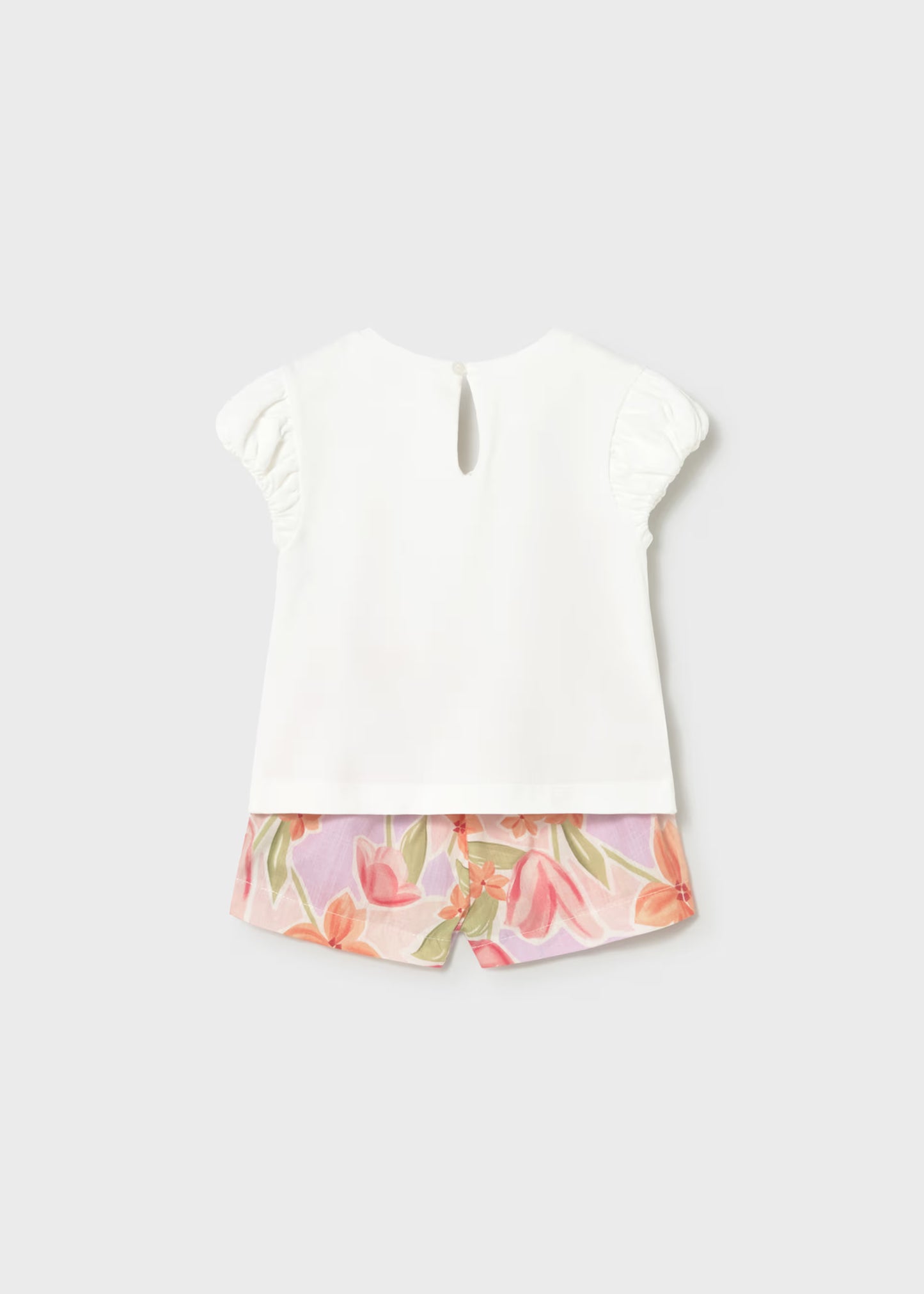 Conjunto bermuda flores y camiseta bebé