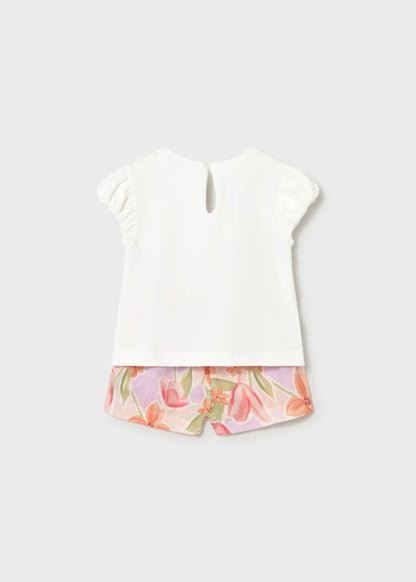Conjunto bermuda flores y camiseta bebé