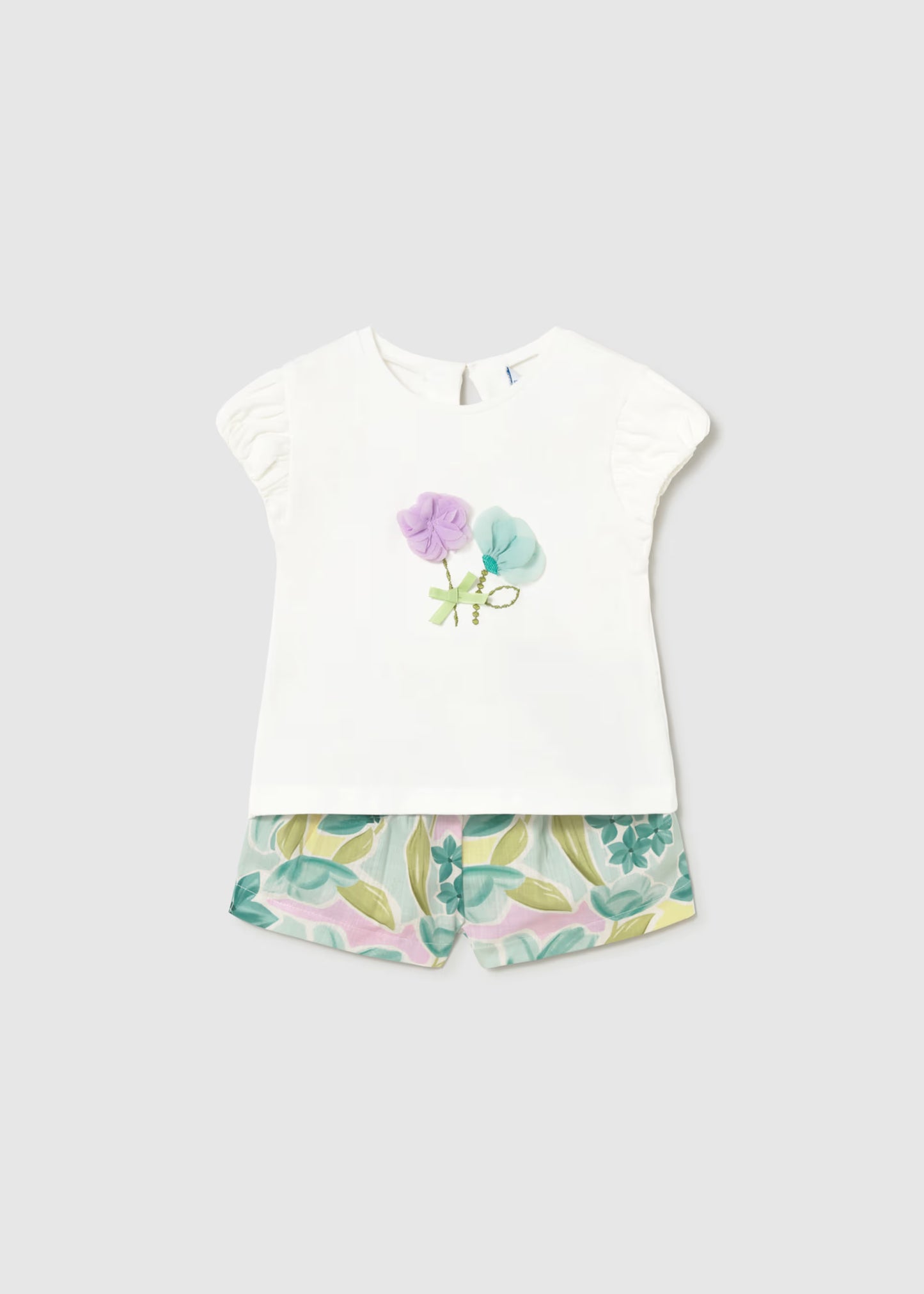 Conjunto bermuda flores y camiseta bebé