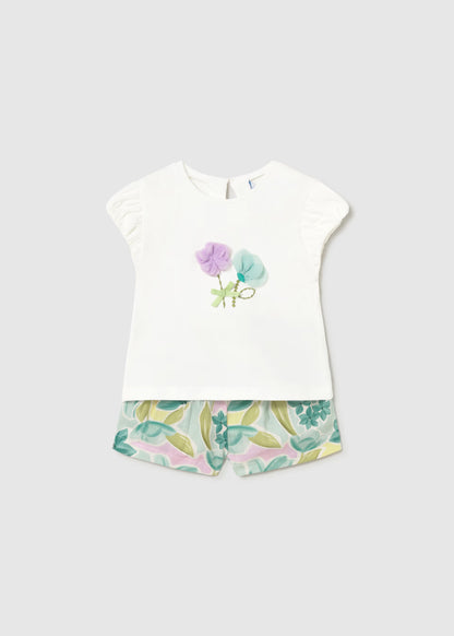 Conjunto bermuda flores y camiseta bebé