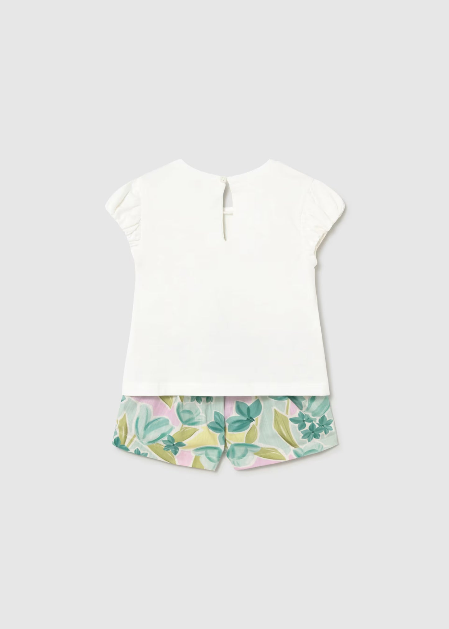 Conjunto bermuda flores y camiseta bebé