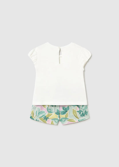 Conjunto bermuda flores y camiseta bebé