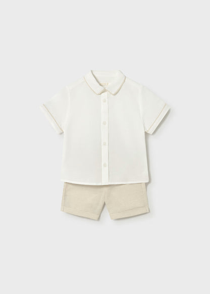 Conjunto bermuda y camisa con lino bebé