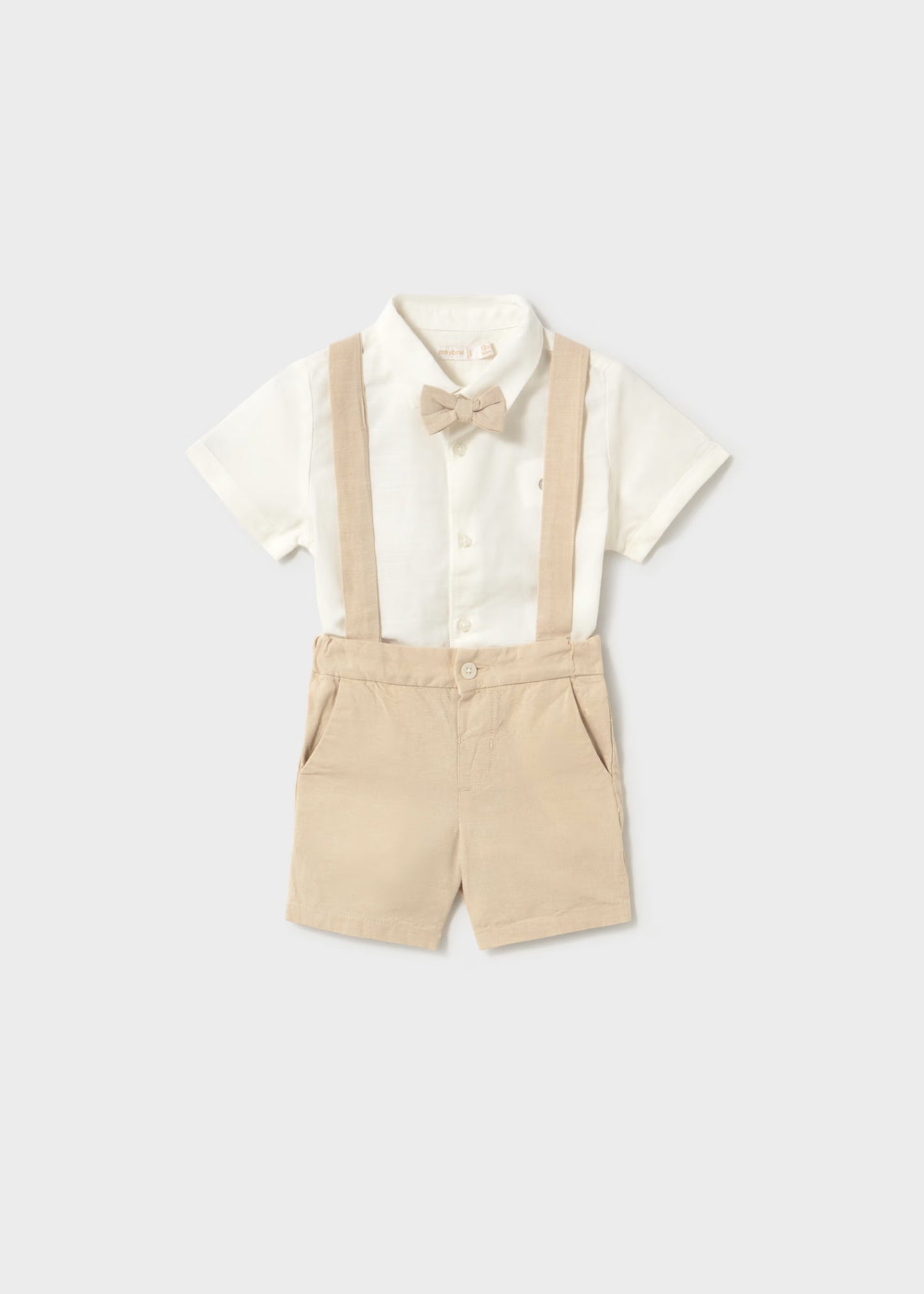 Conjunto bermuda y camisa con pajarita bebé