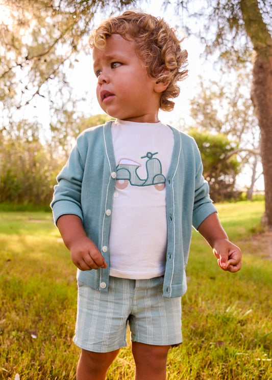 Conjunto bermuda y camiseta con lino bebé
