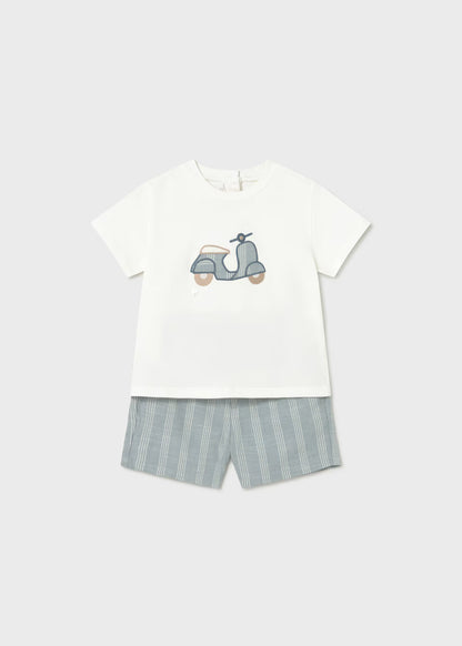 Conjunto bermuda y camiseta con lino bebé