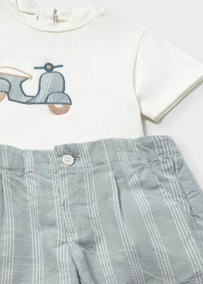 Conjunto bermuda y camiseta con lino bebé