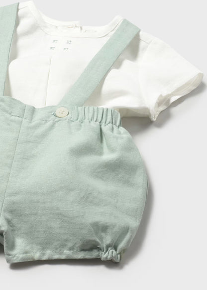 Conjunto pantalón corto tirantes y camisa recién nacido