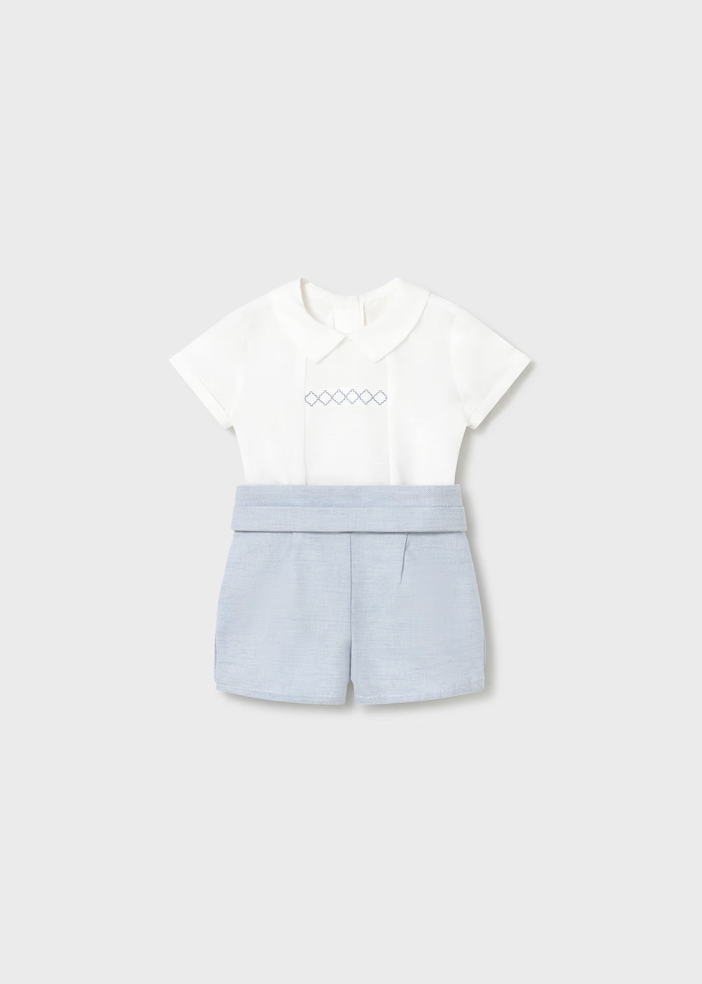 Conjunto ceremonia pantalón corto y camisa recién nacido