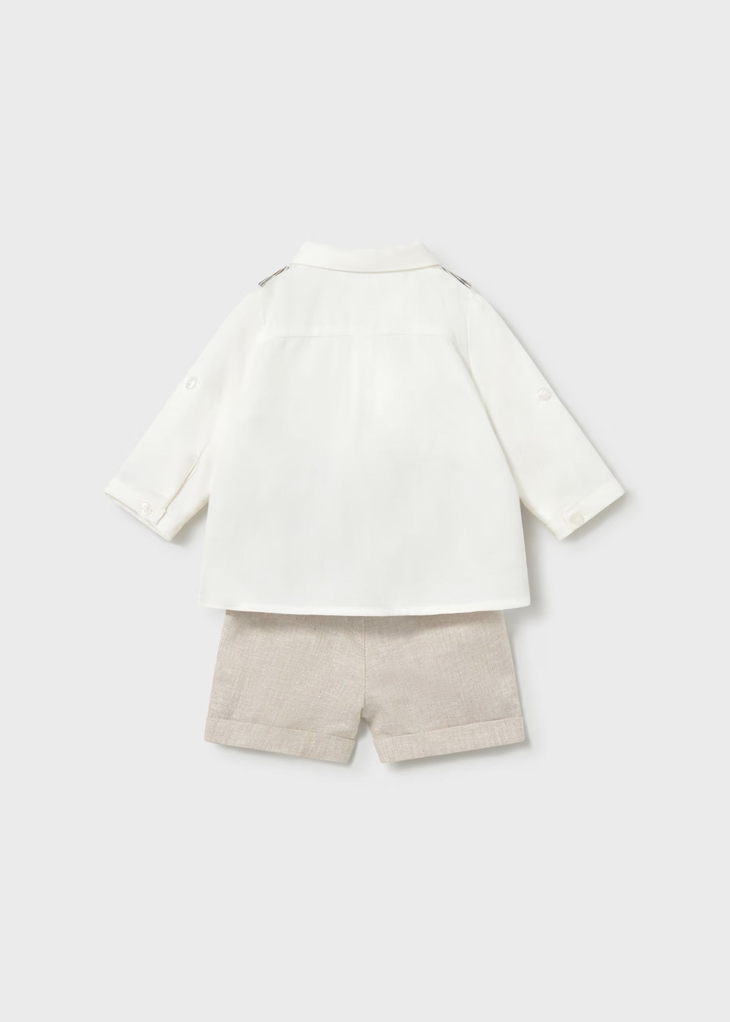 Conjunto pantalón corto y camisa con chaleco recién nacido