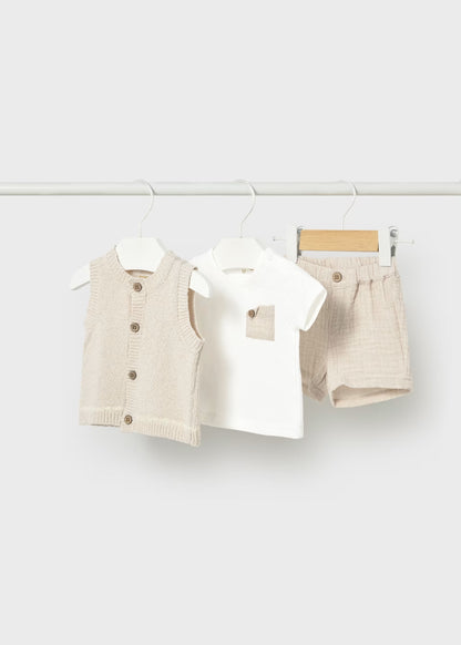 Conjunto 3 piezas con chaleco recién nacido