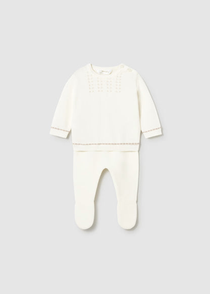 Conjunto polaina y jersey tricot recién nacido