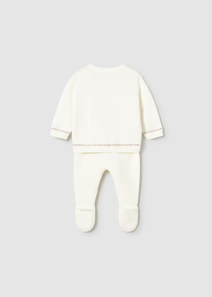Conjunto polaina y jersey tricot recién nacido