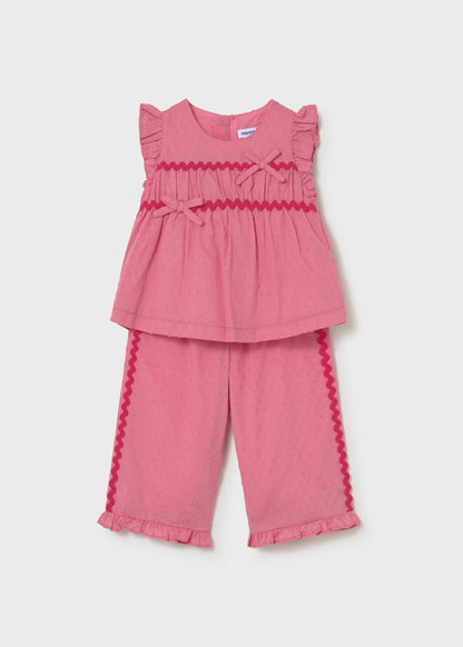 Conjunto pantalón y blusa volantes bebé