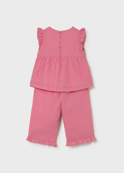 Conjunto pantalón y blusa volantes bebé