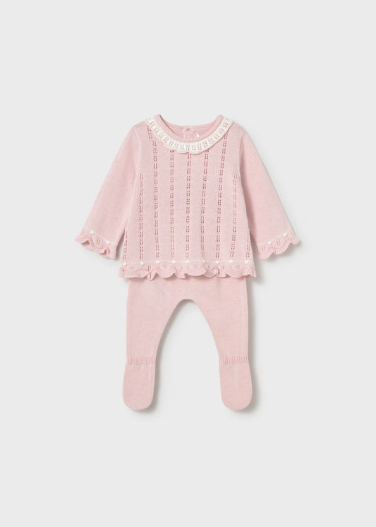 Conjunto polaina y jersey tricot recién nacida