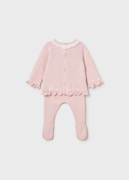Conjunto polaina y jersey tricot recién nacida