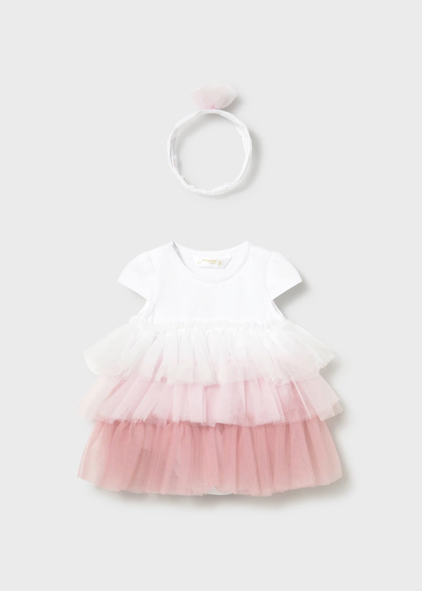 Vestido volantes con diadema recién nacida
